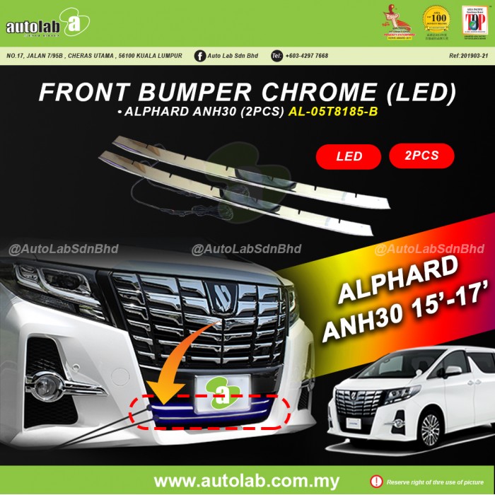 FRONT BUMPER CHROME WITH LED (2PCS) - TOYOTA ALPHARD ANH30 15'-17'